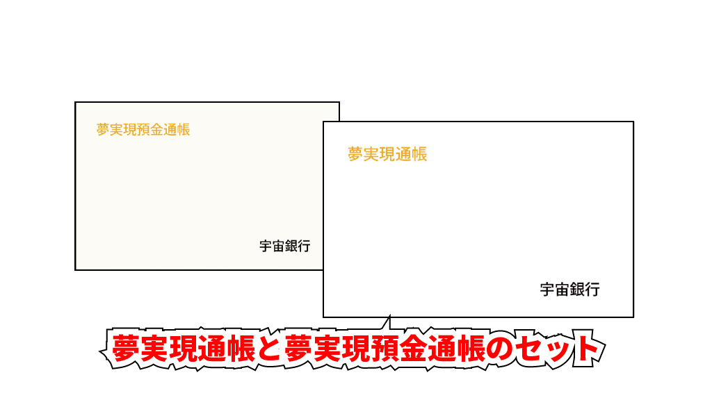 夢実現通帳と夢実現預金通帳のセットイメージ画像